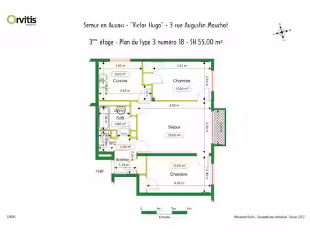 à louer - appartement t3 à semur en auxois