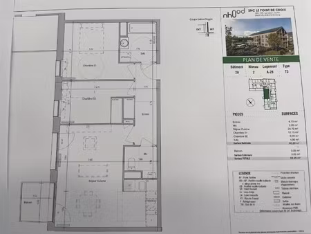 location appartement 3 pièces 60m² croix 59170