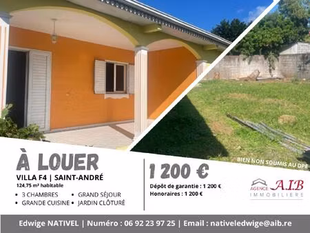 location maison 4 pièces 124m² st andre 97440