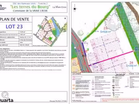 vente terrain à la vraie-croix (56250) : à vendre / 528m² la vraie-croix