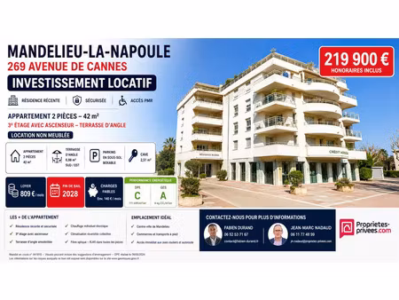 vente appartement 2 pièces 42 m² mandelieu-la-napoule (06210)