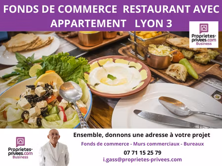 69003 lyon - restaurant 85 couverts  terrasse + appartement