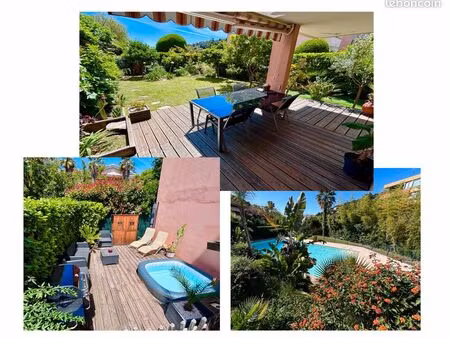 appartement 3 pièces 55 m2  grand jardin 160 m2  terrasses et spa  piscine dans la résiden