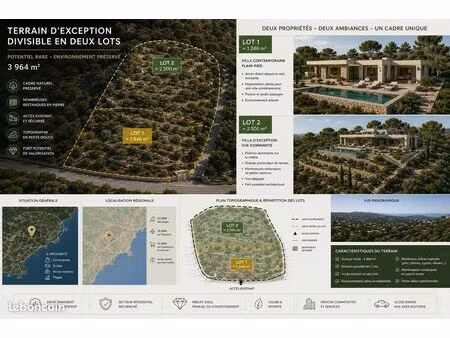 grand terrain d’exception 2 550 m² vue dominante