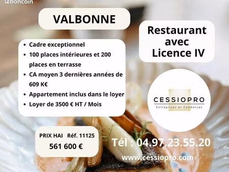 restaurant 206 m² valbonne