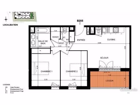 appartement 3 pièces 59 m²