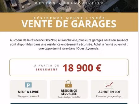 garage sécurisé à vendre – francheville impasse des grandes terres – résidence neuve livré