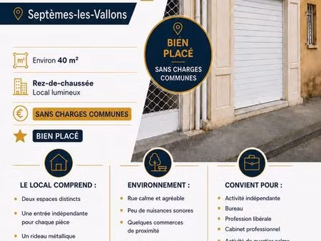 local commercial / professionnel 40 m² – rdc – septèmes-les-vallons