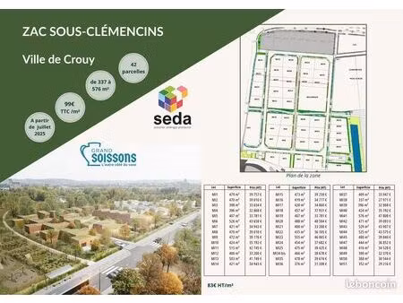 vente terrain constructible sur crouy