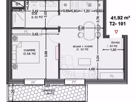 appartement 1 pièce 41 m²
