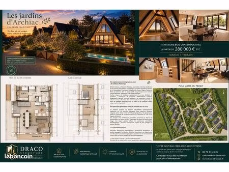 maison neuve 95 m² + terrain 800 à 1000 m² - archiac (17) - dès 280 000