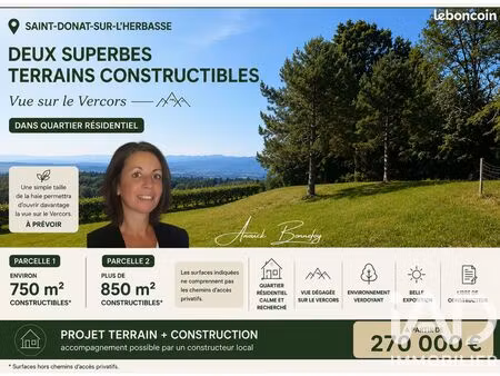 terrain 850 m² saint-donat-sur-l'herbasse