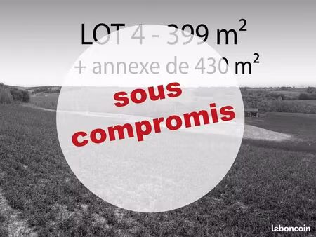 terrain constructible de 399 m² + annexe de 430 m² à l’isle jourdain 32600