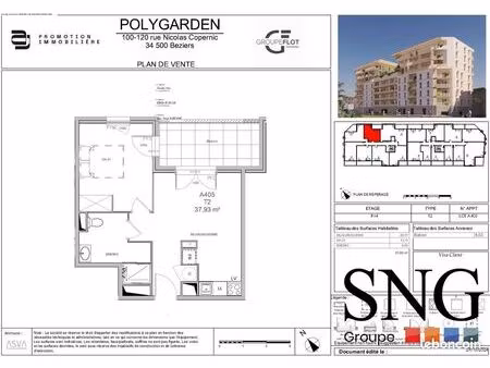 appartement 2 pièces 38 m²