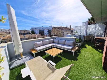 t3 60 m2 + 50 m2 terrasses – bastide  quartier stalingrad – lumineux  rénové  parking