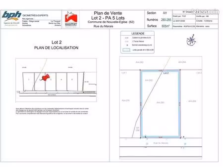 terrain 605 m² nouvelle eglise