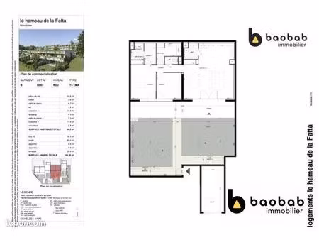 appartement 3 pièces 94 m²