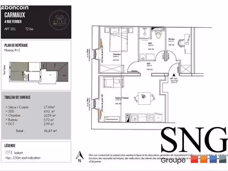 appartement 2 pièces 42 m²