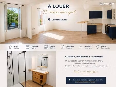 t2 lumineux de 70m2 realmont centre