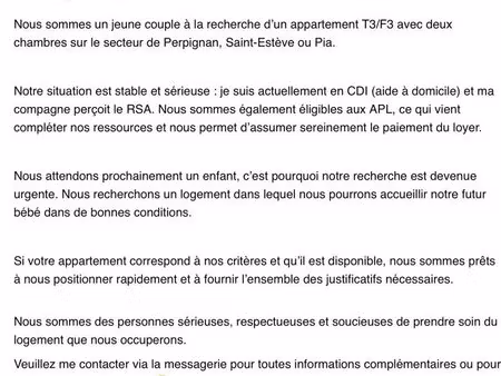 locataire cherche t3/f3
