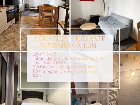location meublée bail étudiant 09/2026 à 06/2027