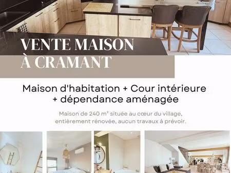 cramant – maison de village entièrement rénovée avec prestations haut de gamme  cour intér