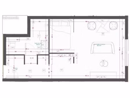 studio 1 pièce 28 m²