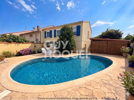 canohes  maison familiale en 3 faces  5 chambres avec jardin et piscine
