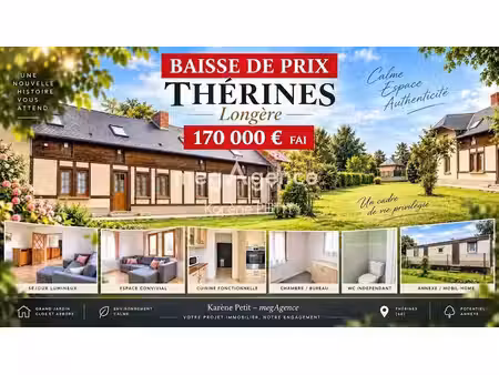 vente maison 6 pièces 113 m² à thérines (60380)  170 000 €