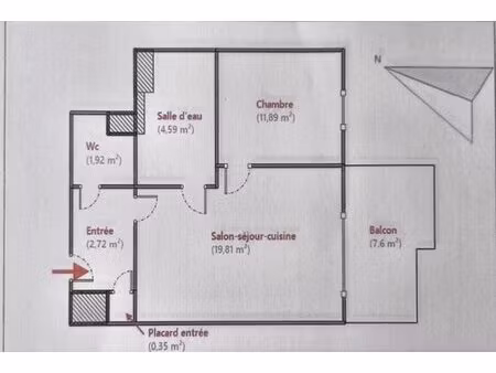 quartier pas de loup/ovalie : spacieux deux pieces avec sa terrasse et son parking en sous