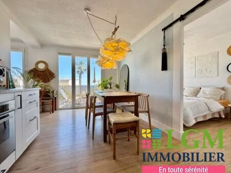 palavas les flots : appartement t2 avec vue mer  terrasse cellier et cave