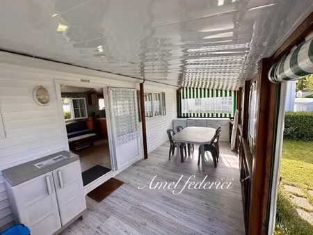 ?️ mobil-home – 35 m² sur parcelle arborée dans prl 3★ avec piscine – plage à 5 min à pied