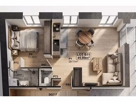 appartement vichy 2 pièce(s) 46 m2