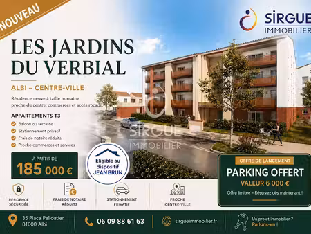 vente appartement 3 pièces 55 m² à albi (81000)  185 000 €