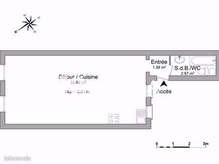 studio 1 pièce 40 m²