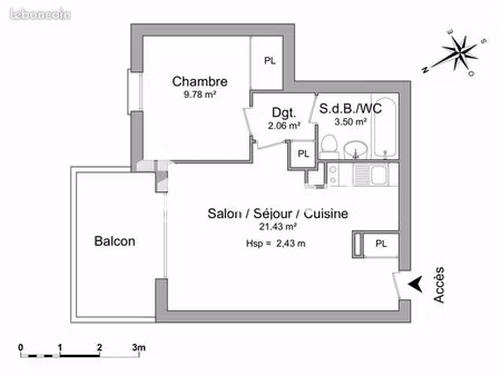 appartement 2 pièces 37 m²