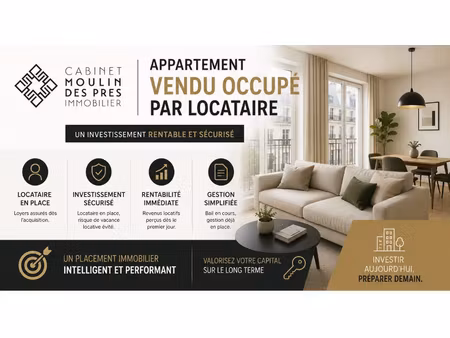 paris 5  investissement locatif - appartement vendu occupé