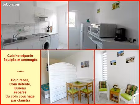 t1 bis 24 m2 - 3kms vannes terrasse sur jardin  1 parking sécurisé clos