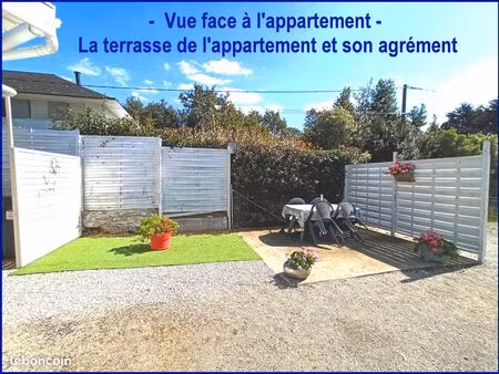 appart maisonnette duplex 32 m2 - 3kms vannes terrasse privée sur jardin  1 parking clos