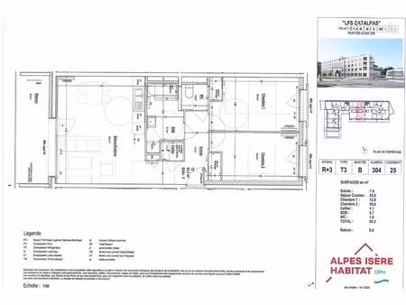 appartement 3 pièces 65 m²