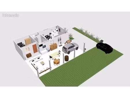 location bas de villa f2 avec jardin