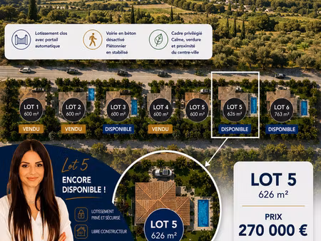 vente terrain à bâtir 626 m²