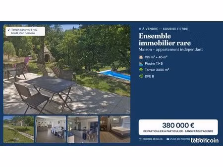ensemble immobilier rare - maison 195 m² + appartement indépendant 45 m² - piscine 11×5 - 