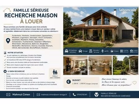 famille sérieuse recherche maison avec jardin et garage