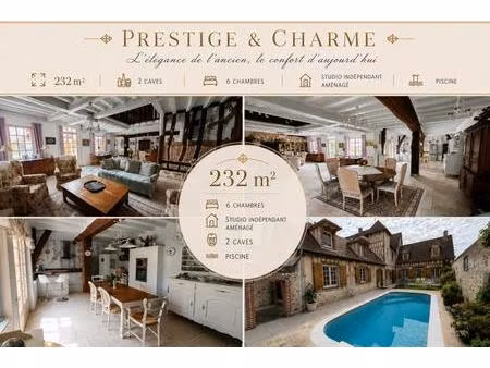 nonancourt 27320 maison de prestige - 2 étages - 6 chambres - studio indépendant et aménag
