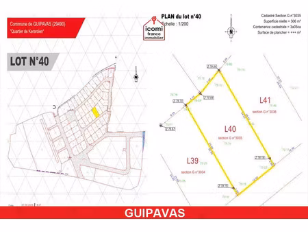 vente terrain 283 m² guipavas (29490)