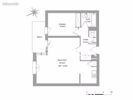 appartement 2 pièces 52 m²