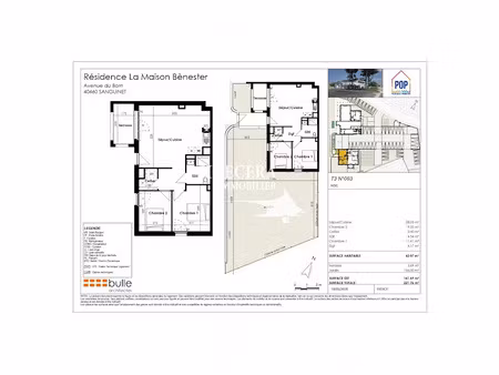 vente appartement 3 pièces 60.53 m² à sanguinet (40460)  271 000 €