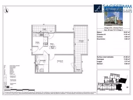 appartement 2 pièces 42 m²