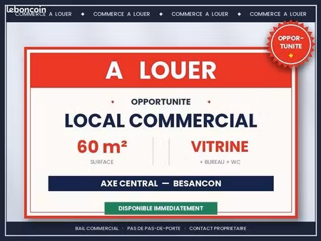 local commercial à louer - besançon - 60m2 avec vitrine